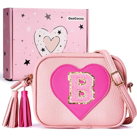 Pink Custom Heart Shape Toddler Girl Crossbody Purse with Tassel, Personalized G - Picture 1 of 7